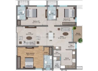 3 BHK flat 1660 sq.ft for sale in Moosapet