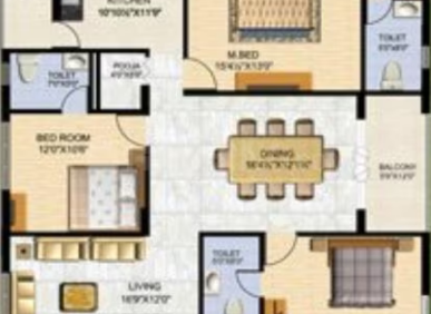 3 bhk floor plans in Kachiguda