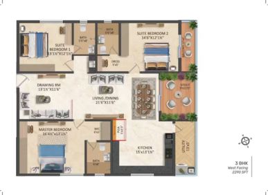 3 BHK Flat for sale at Srias Lwa in Puppalaguda