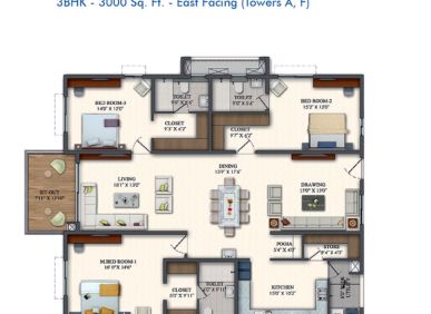 3 BHK flat for sale at Rajapushpa Pristinia in Kokapet