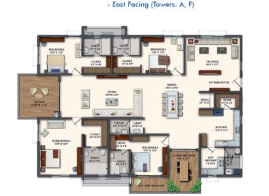 4 BHK flat for sale at Rajapushpa Pristinia in Kokapet